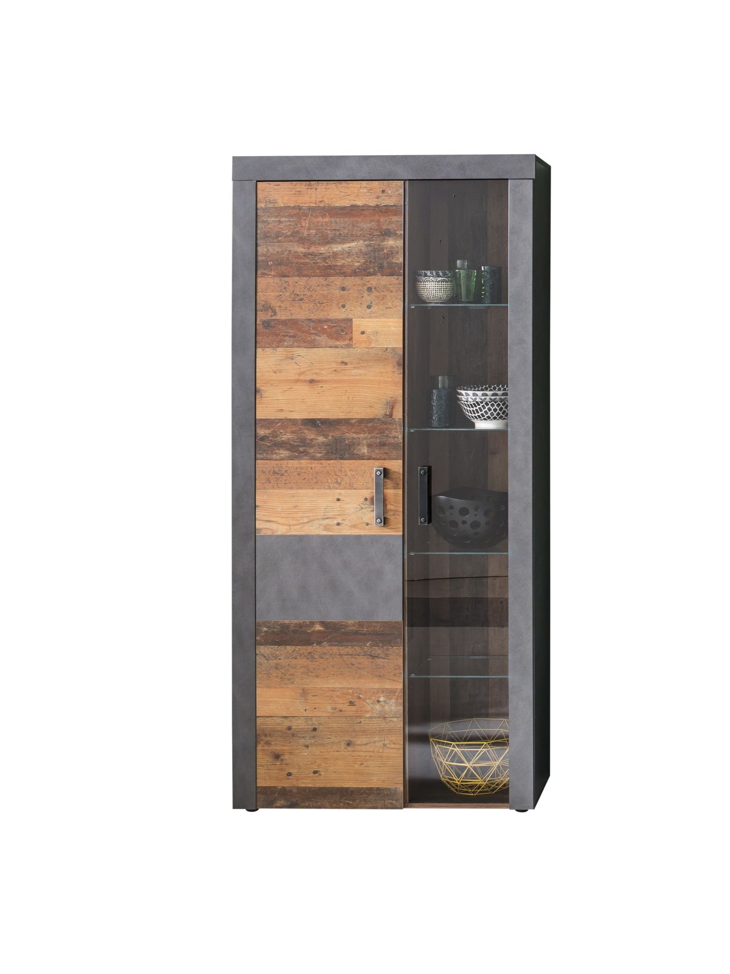 trendteam Indy Stauraumvitrine Graphit mit Beleuchtung