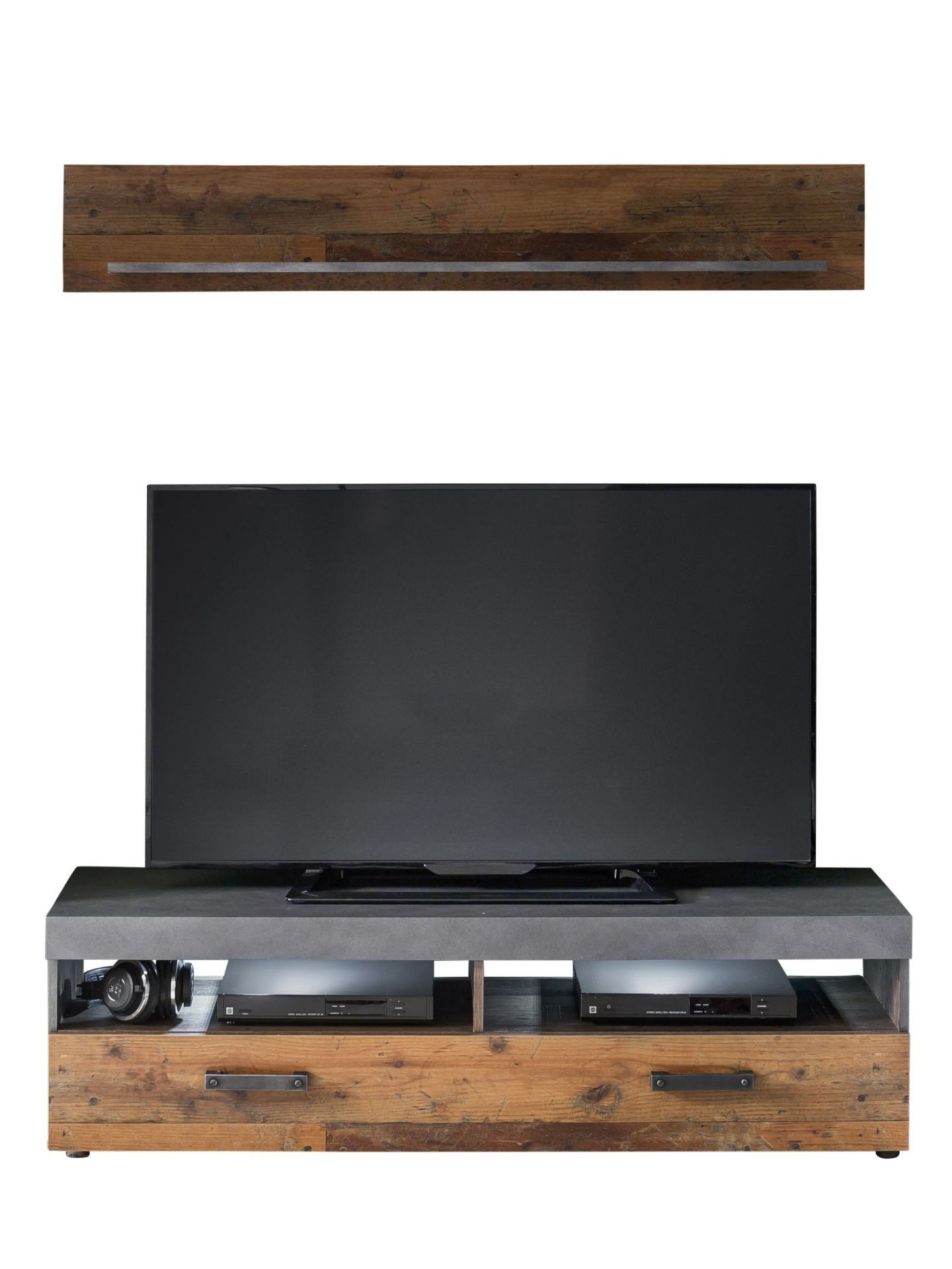 trendteam Indy TV-Board mit Wandboard graphit Old Wood