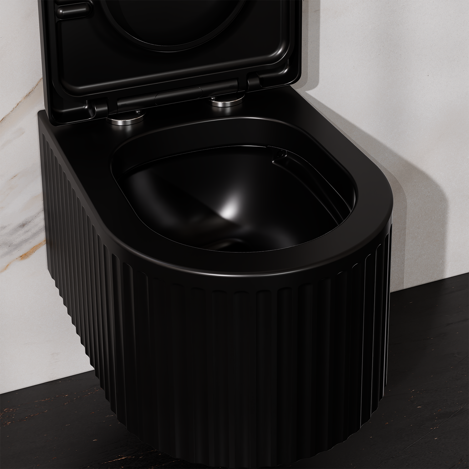 Treos Serie 810 Wand-Tiefspül-WC Set 49cm spülrandlos schwarz