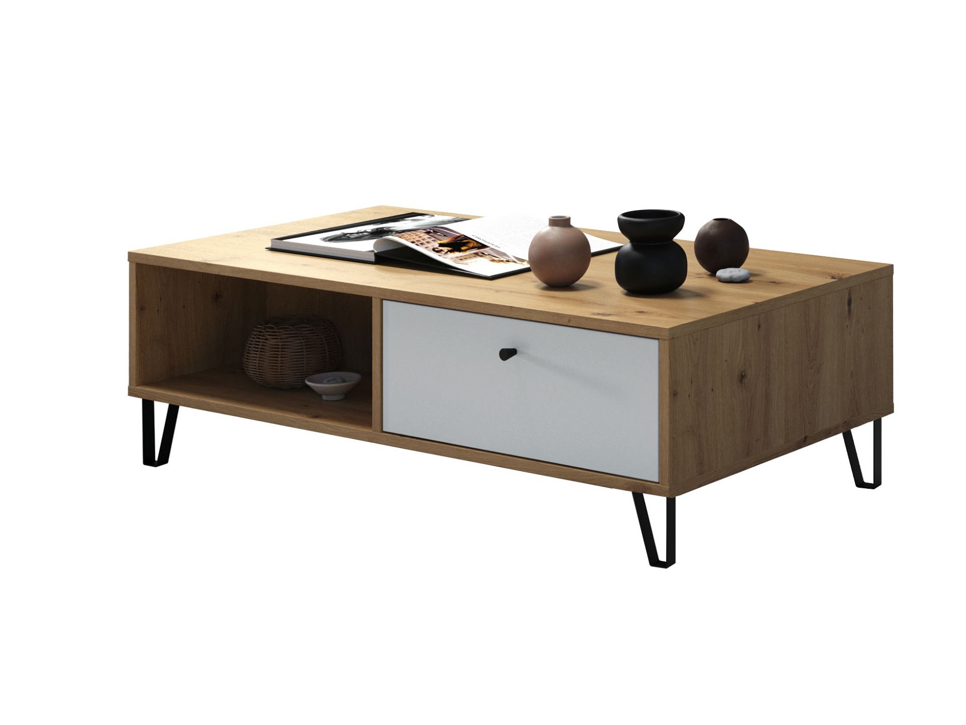 trendteam Touch TV-Unterteil Couchtisch Artisan Eiche Weiß