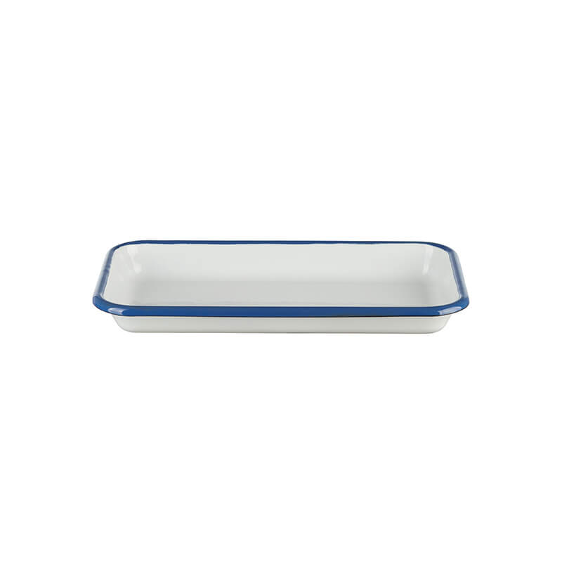 Münder Email Auflaufform 22x12cm weiß/blau Induktion