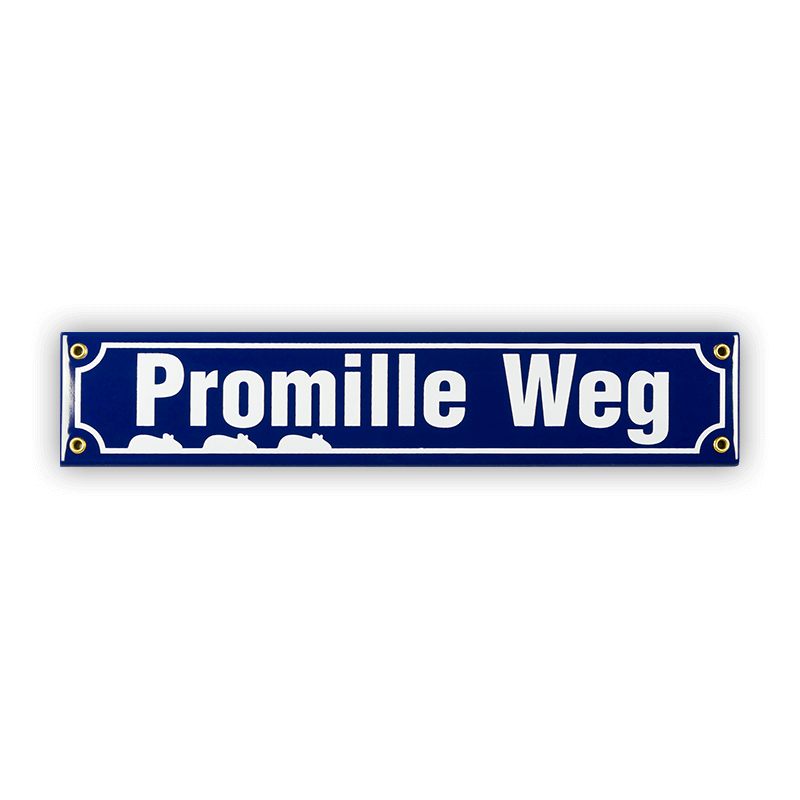 Münder Email Emaille Lagerschilder Mini-Straßenschild Promille Weg 40x8