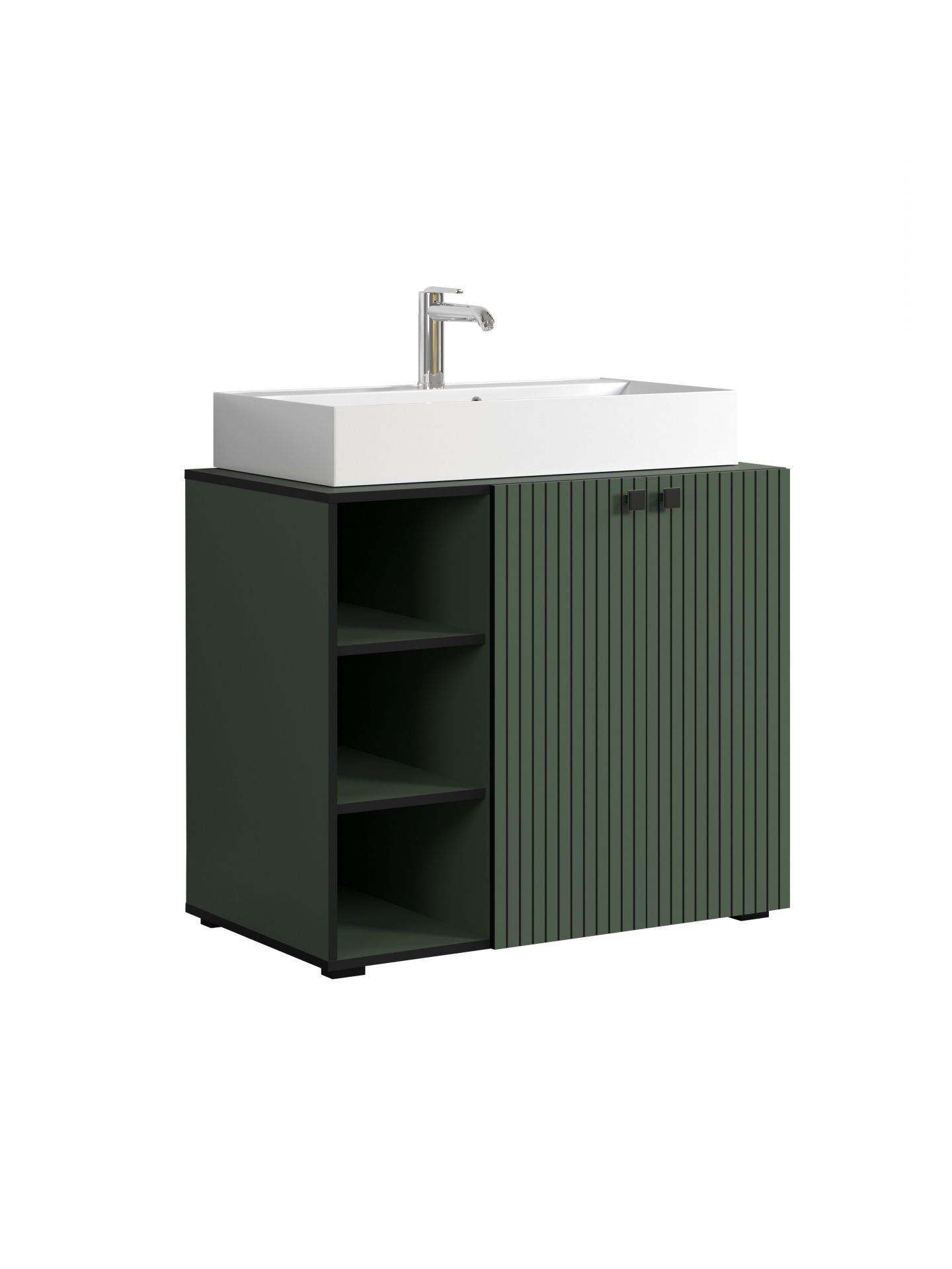 trendteam PureBliss Waschbeckenunterschrank Grün Becken
