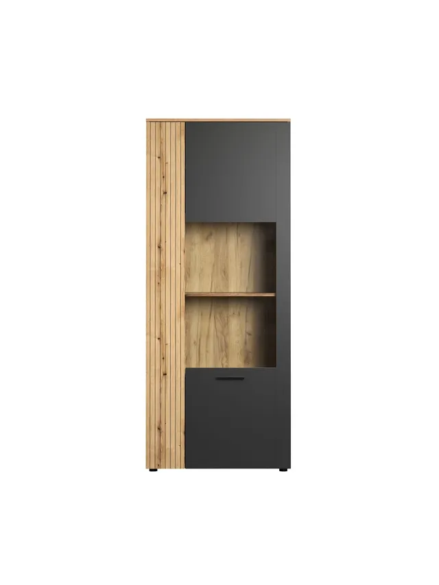 trendteam Esteban Vitrine Anthrazit Coast Evoke Oak Standvitrine
