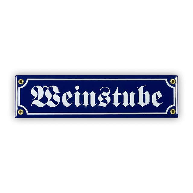 Münder Weinstube Mini-Straßenschild Emaille 30 cm blau