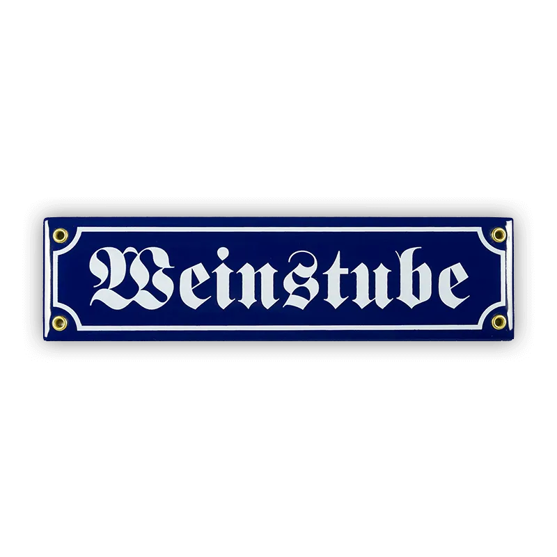 Münder Weinstube Mini-Straßenschild Emaille 30 cm blau