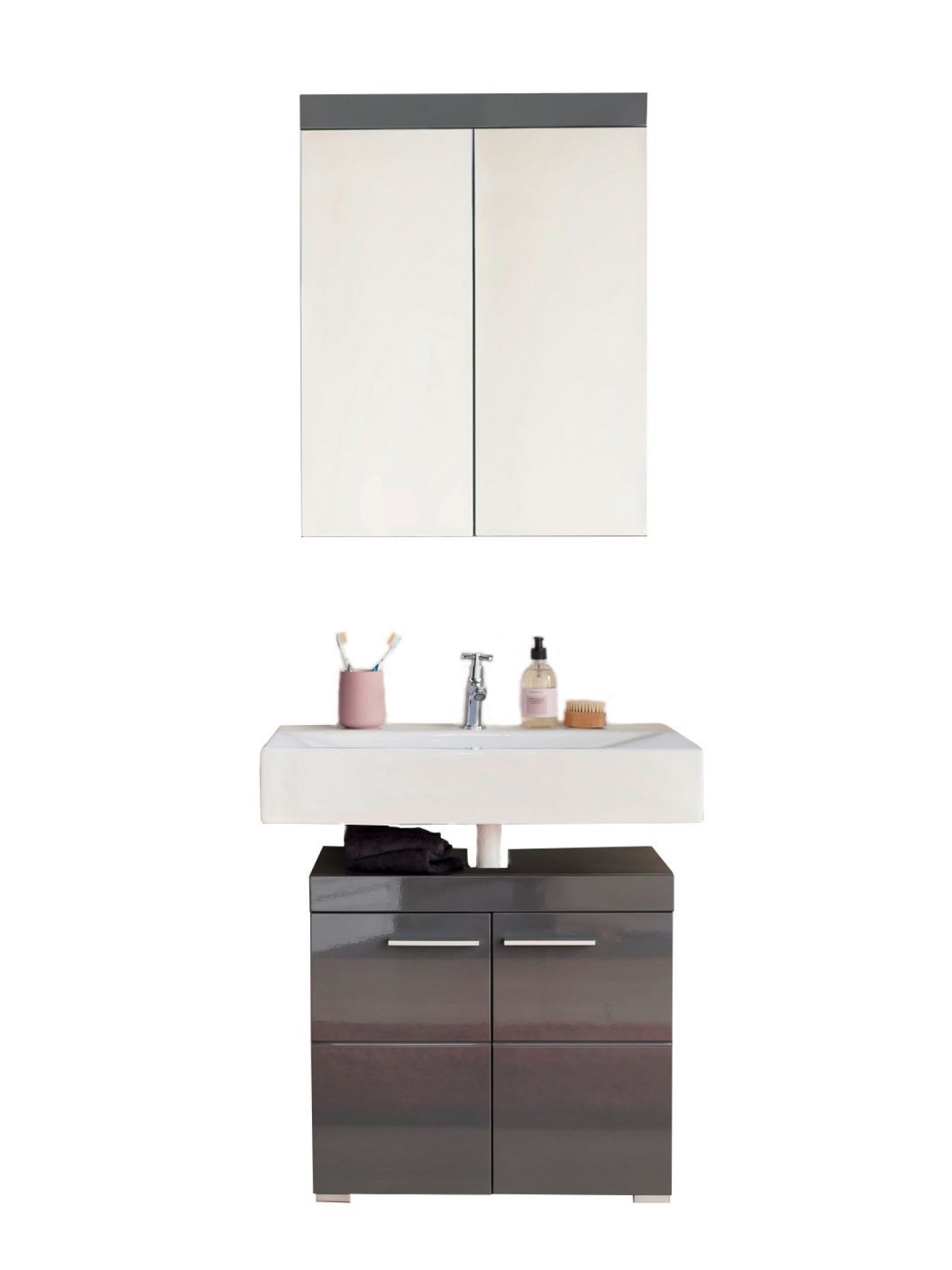 trendteam Amanda Bad-Kombi grau Agave Badmöbel-Set