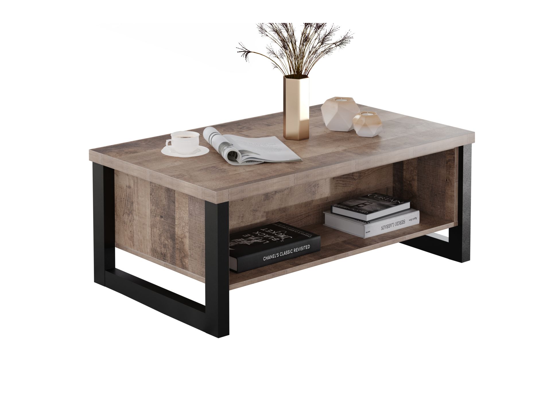 trendteam Emile Couchtisch Eiche Tabak schwarz