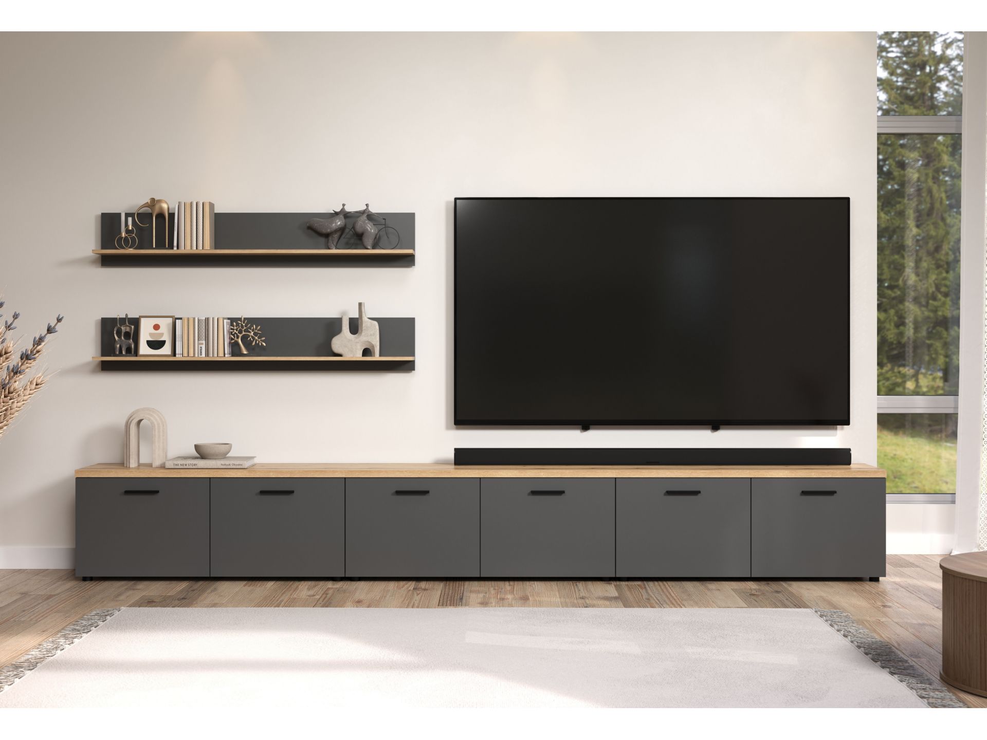 trendteam Baggio Anbauwand Anthrazit Coast Evoke Oak