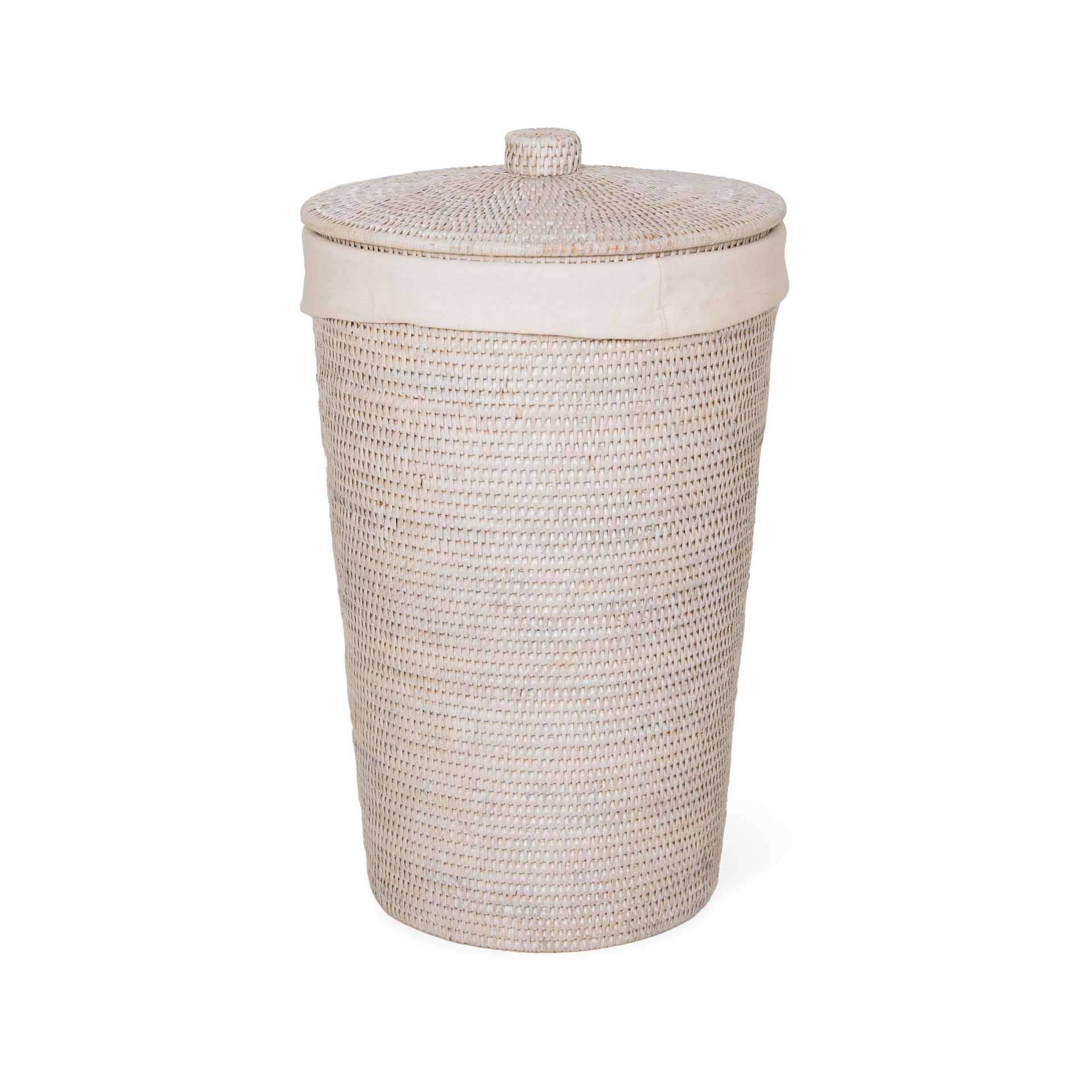 Decor Walther Basket WB Wäschekorb Rattan mit Deckel Leinen