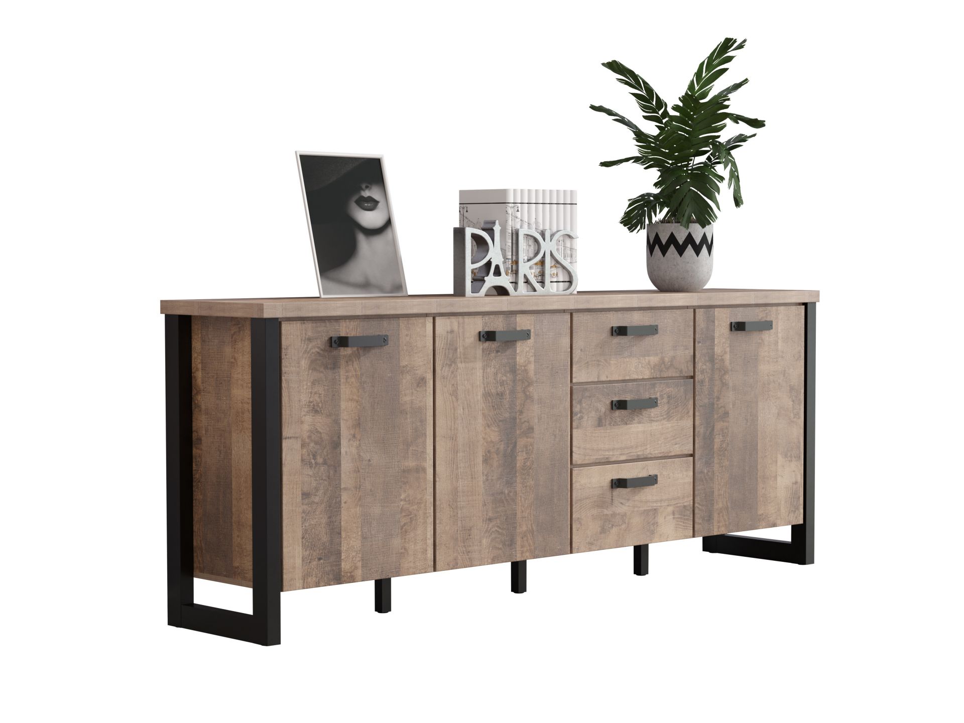 trendteam Emile Sideboard Eiche Tabak Schwarz Anrichte