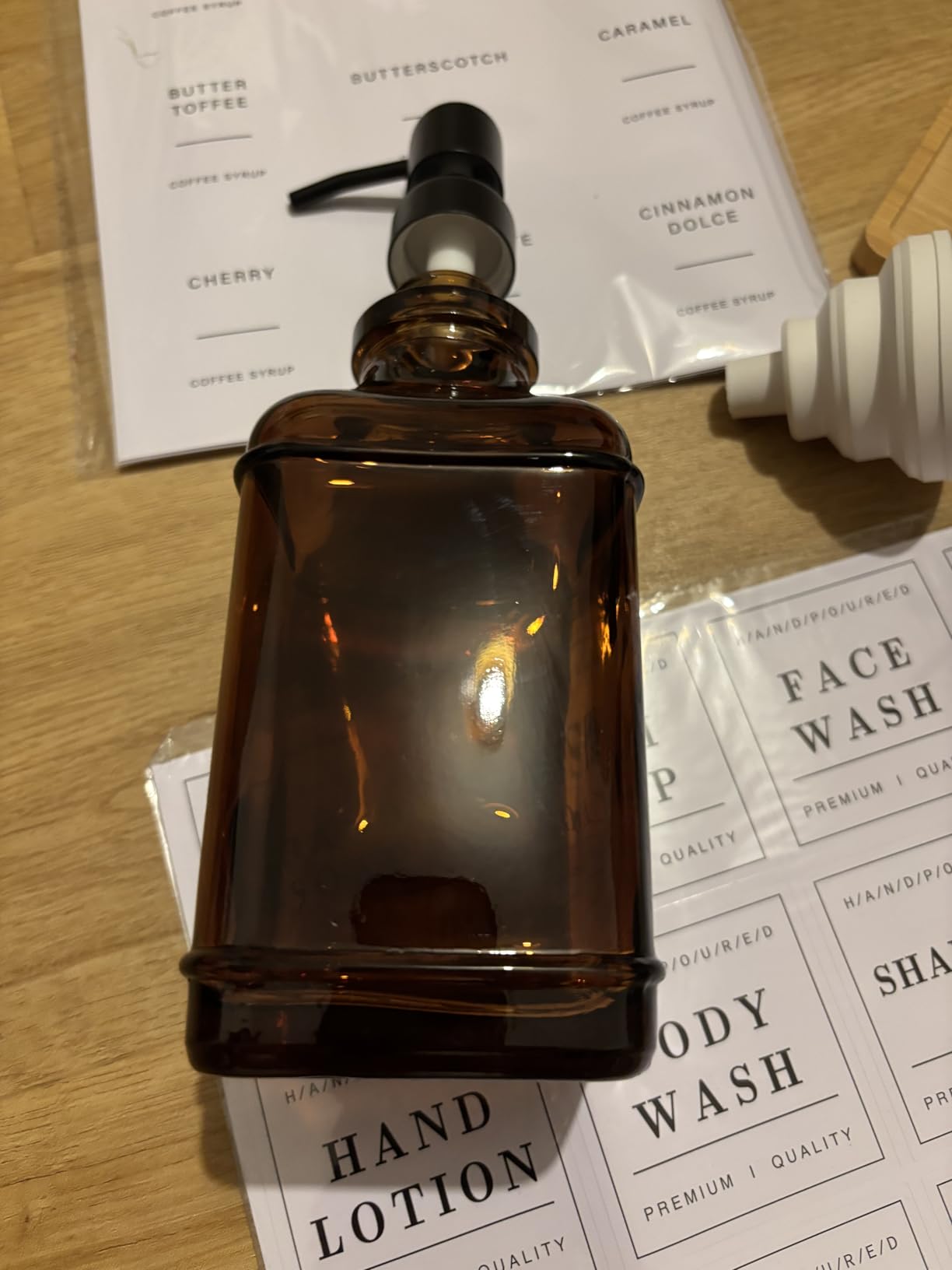 Pollock Seifenspender Glas 2x500 ml Bernstein-Schwarz Pumpe
