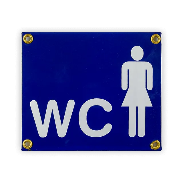 Münder Email Schild WC Damen Emailschild 14x12 cm blau