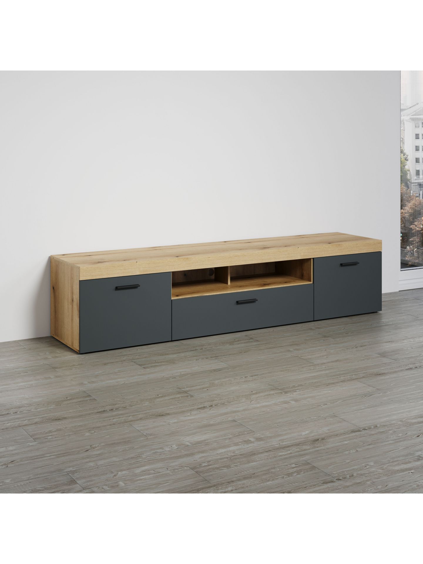 trendteam Tyler TV-Lowboard Evoke Eiche Anthrazit