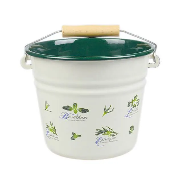 Nostalgie Kindereimer 16 cm Emailleeimer creme Kräuter 1,5 L