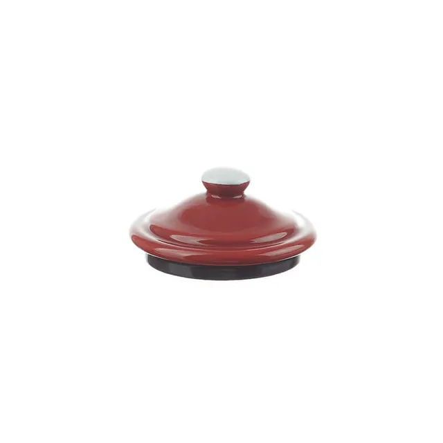 Münder Email Nostalgie Deckel 7 cm rot/weiß Emaille