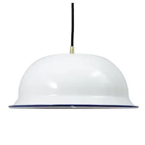 Münder-Selection Emaille Lampe 36 cm weiß/blau E27