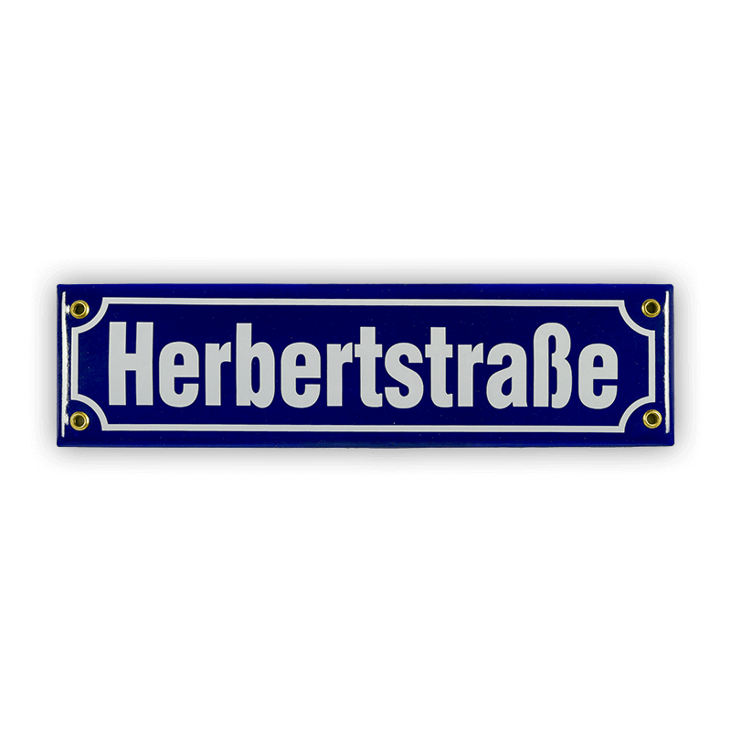 Münder Email Emaille Lagerschilder Herbertstraße Mini-Straßenschild blau-weiß 30cm