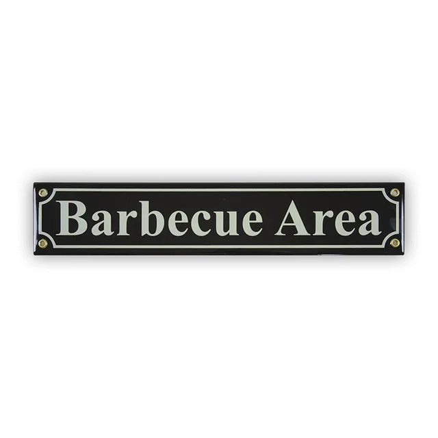 Münder Email Barbecue Area Mini-Straßenschild 40 cm schwarz/creme