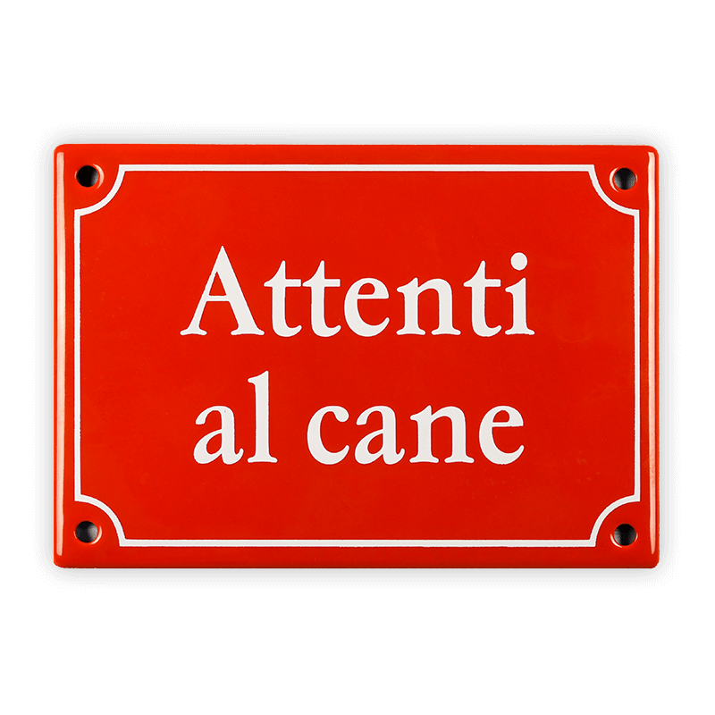 Münder Email Emailschild 17x12 cm Attenti al cane Hundeschild
