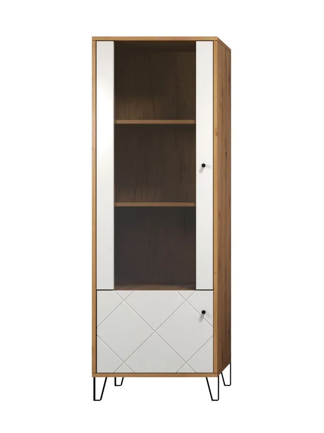 trendteam Touch Standvitrine Artisan Eiche Weiß Matt