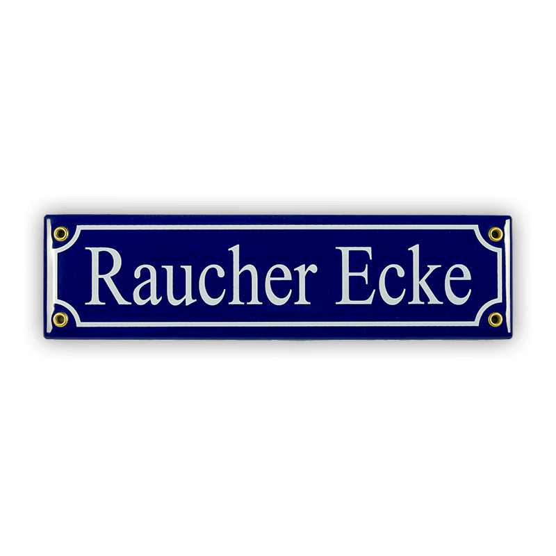 Münder Email Emaille Lagerschilder Raucher Ecke Straßenschild 30x8 cm blau