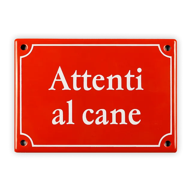 Münder Email Emailschild 17x12 cm Attenti al cane Hundeschild