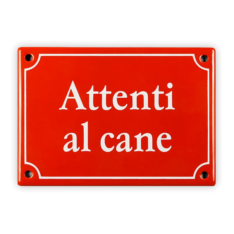 Münder Email Emailschild 17x12 cm Attenti al cane Hundeschild