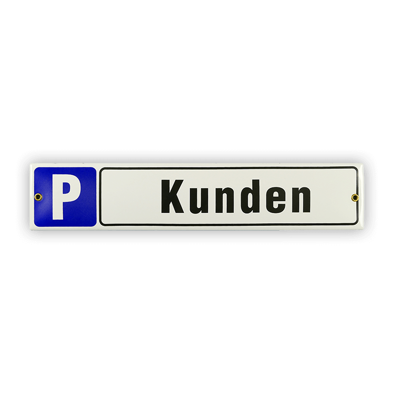 Münder Email Lagerschilder Emailschild P Kunden 40x8 cm