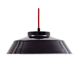 Münder-Selection Lampe 350mm Emaille-Leuchte schwarz Textilkabel weiß