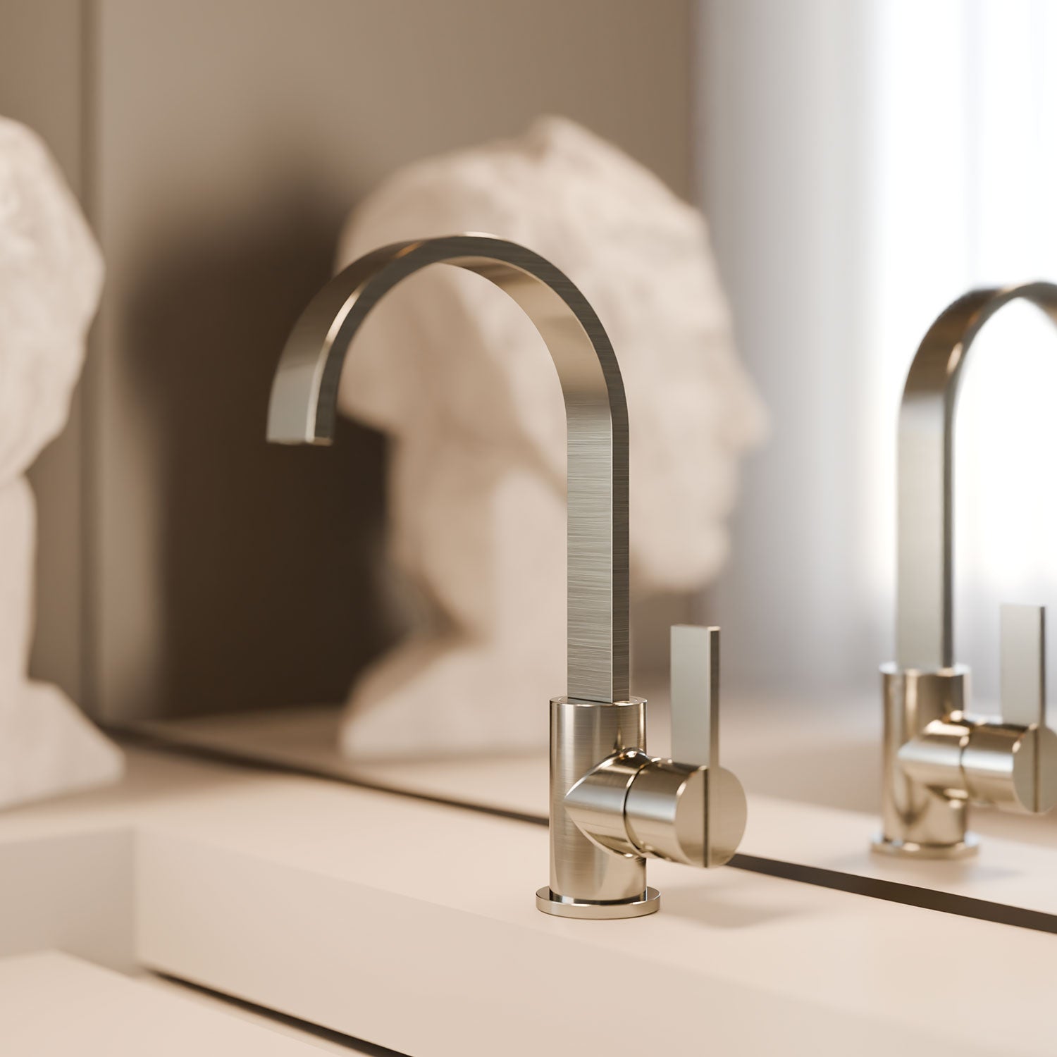 Treos Serie 195 Waschtischarmatur Brushed Nickel Einhebelmischer