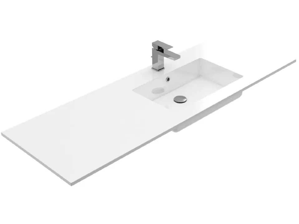 Treos Serie 750 Einbaubecken 1500x500 Ablage links weiß
