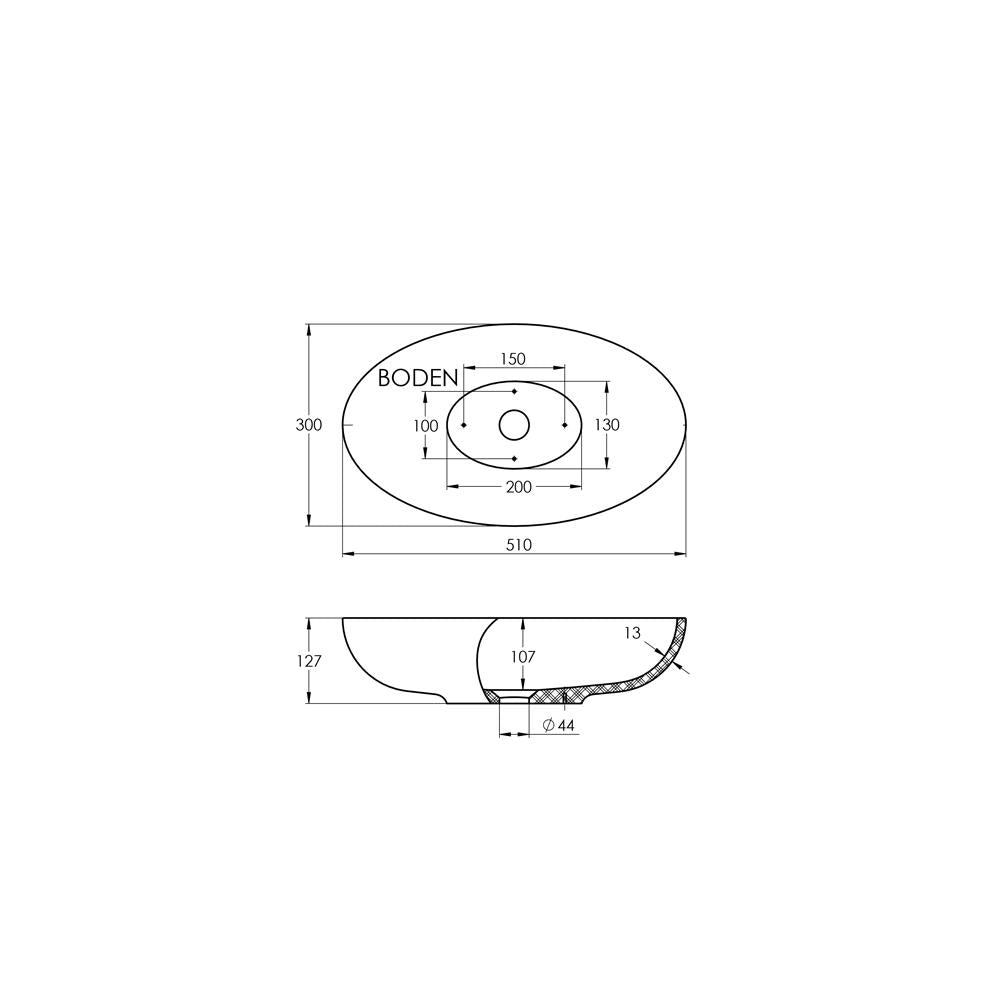 Treos Serie 710 Aufsatz-Waschbecken 510 x 300 mm weiß