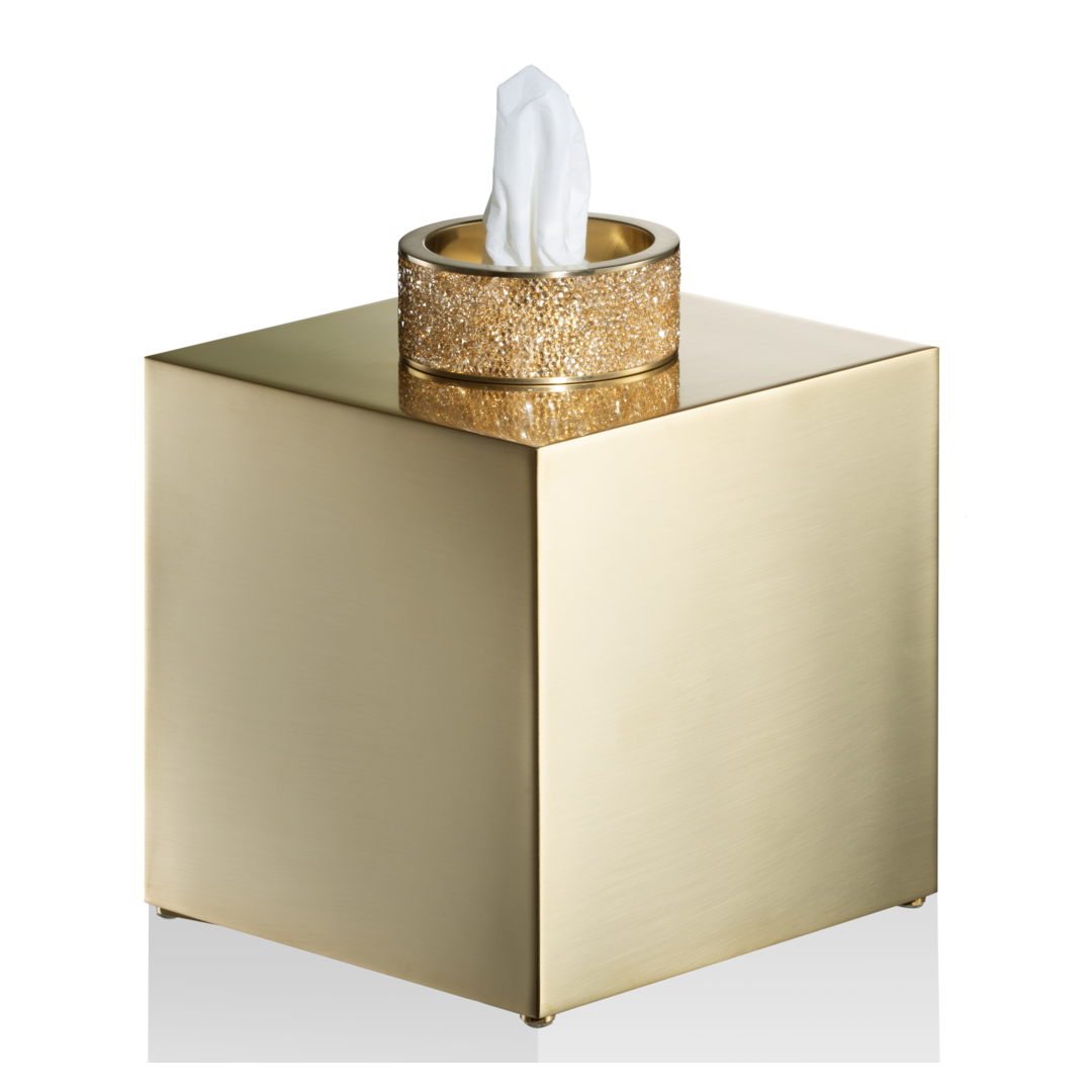 Decor Walther ROCKS KB Tücherbox Gold Matt 24 Karat Swarovski