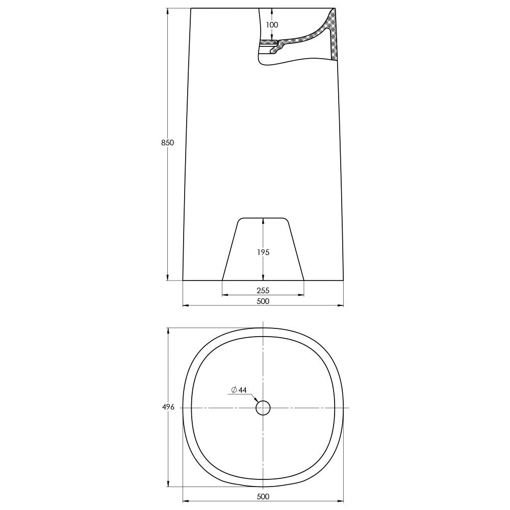 Treos Serie 710 Standwaschbecken Mineralguss weiß glänzend 45x85