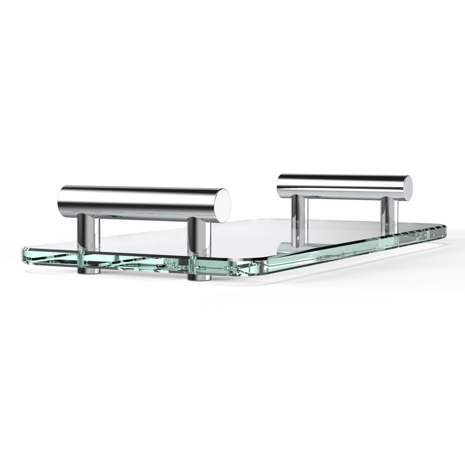 Decor Walther Bar TAB Glastablett Klarglas Chrom Griffe Messing