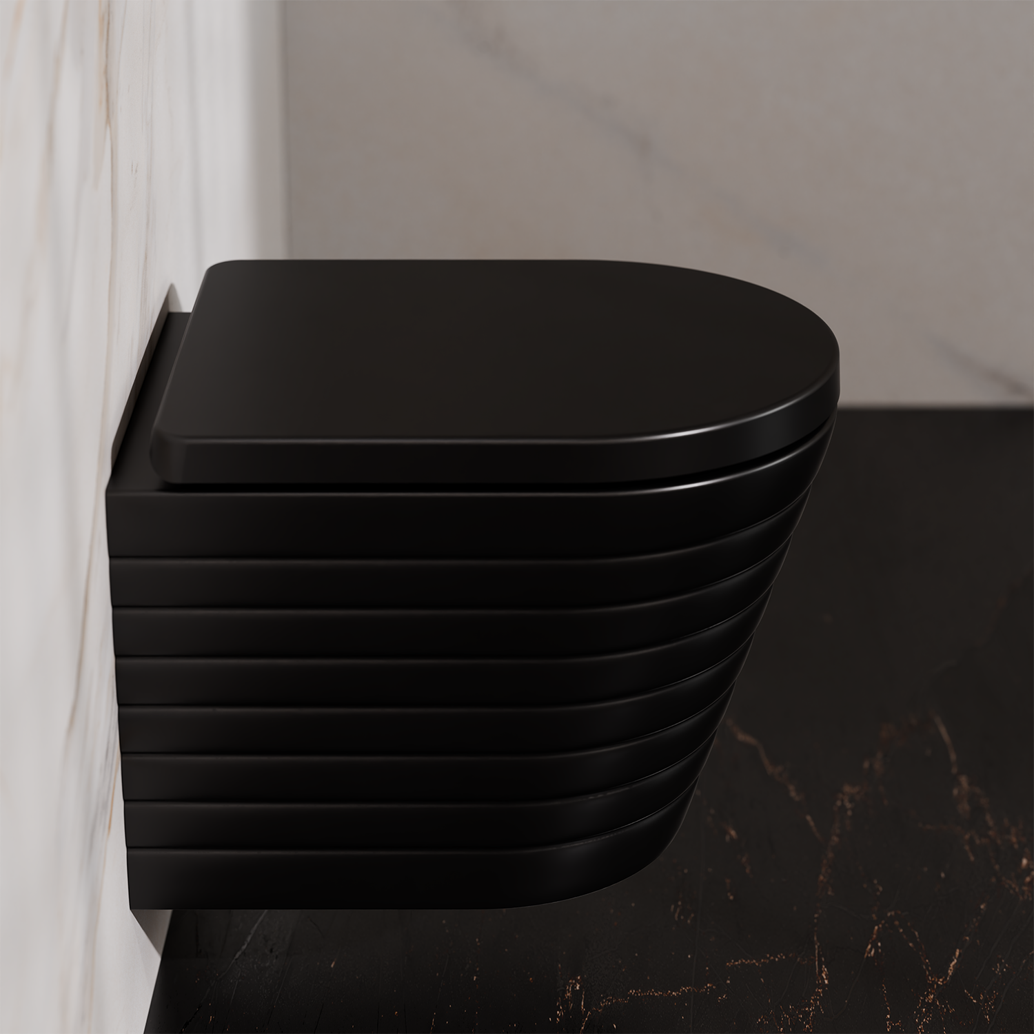 Treos Serie 810 Wand-WC Set Schwarz Spülrandlos 49 cm