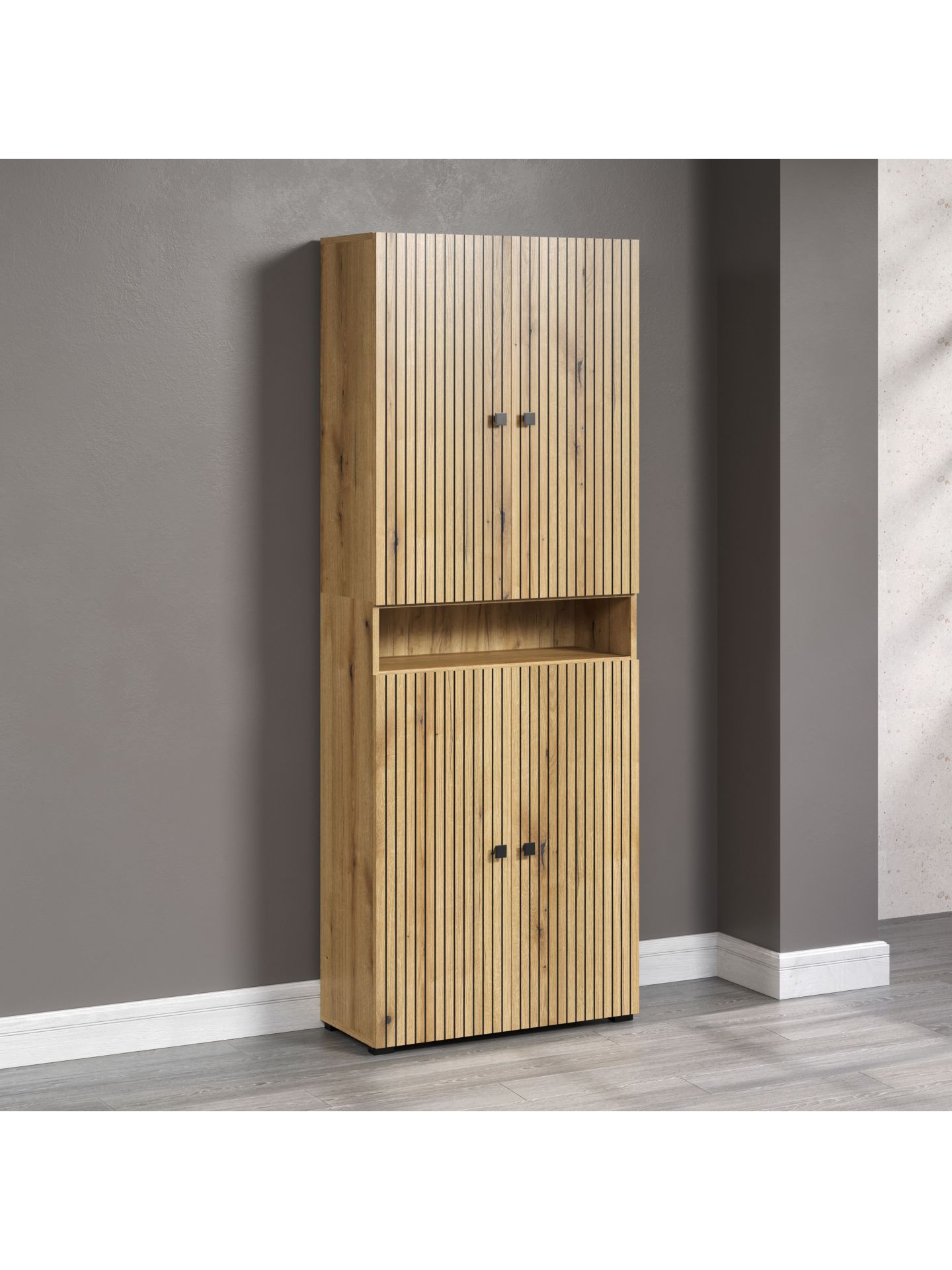trendteam PureBliss Hochschrank Evoke Eiche Schwarz