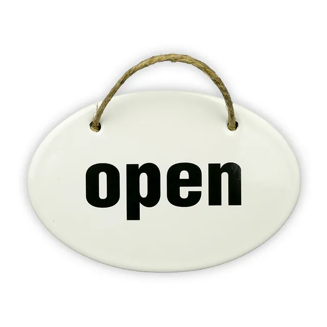 Münder Email Lagerschilder open/closed Wendeschild oval 15x10cm