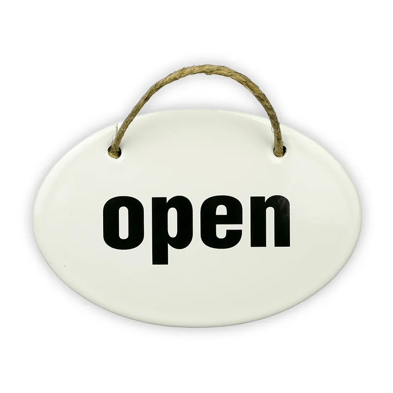 Münder Email Lagerschilder open/closed Wendeschild oval 15x10cm