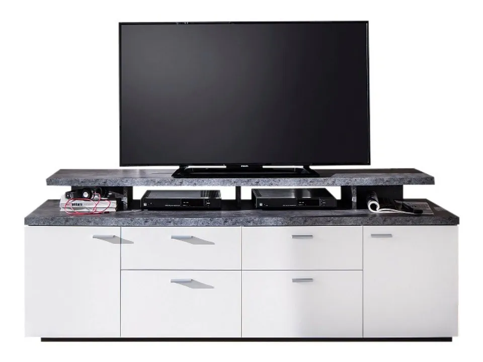 trendteam Mood TV-Lowboard weiß Stone dunkel