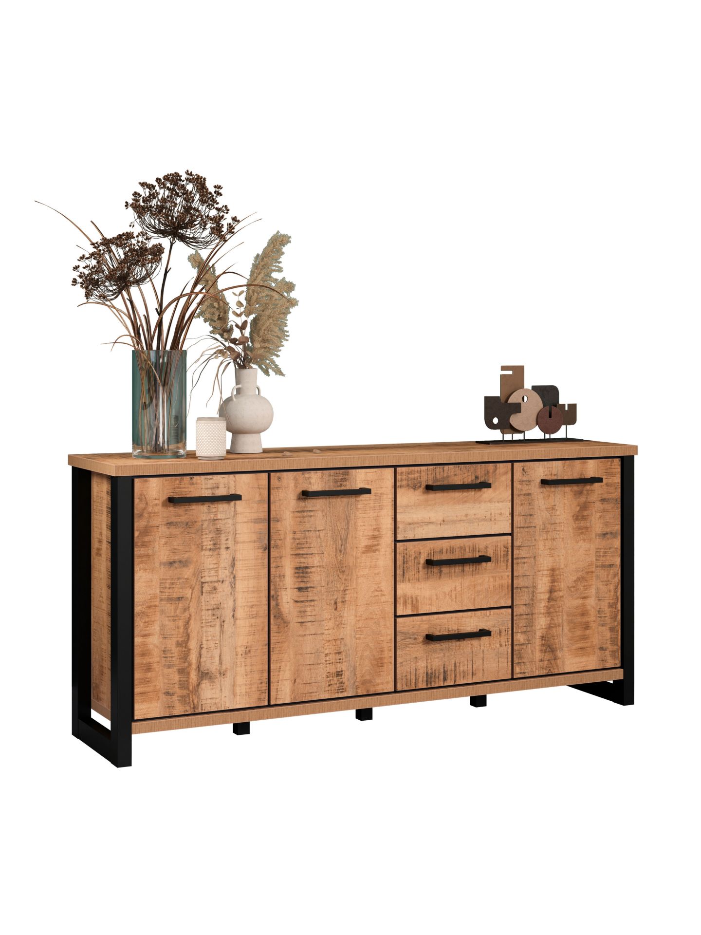 trendteam Enna Sideboard Mango Stollen schwarzer Griff