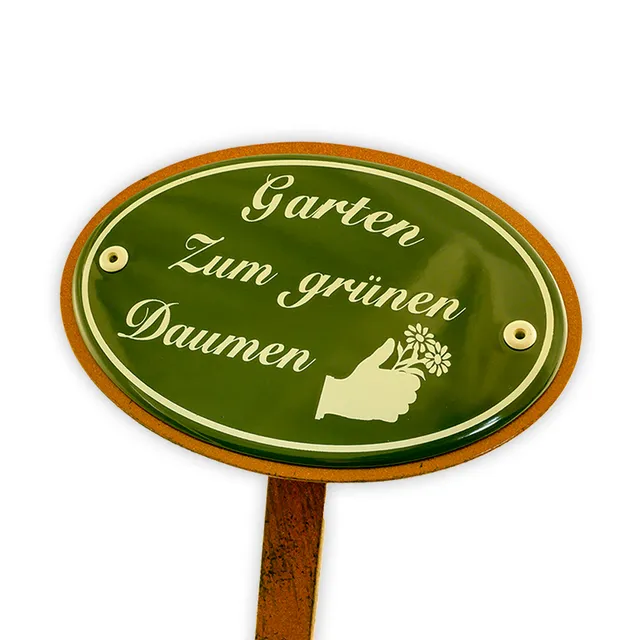 Münder Email Emailschild Garten Zum grünen Daumen 15x10 cm