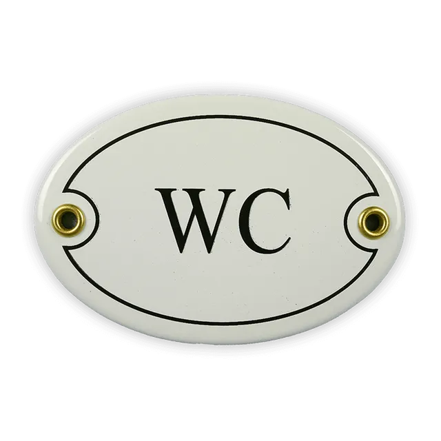 Münder Email WC Emailschild oval 10,5x7 cm weiß/schwarz