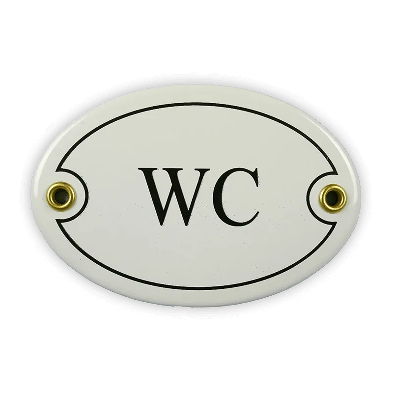 Münder Email WC Emailschild oval 10,5x7 cm weiß/schwarz