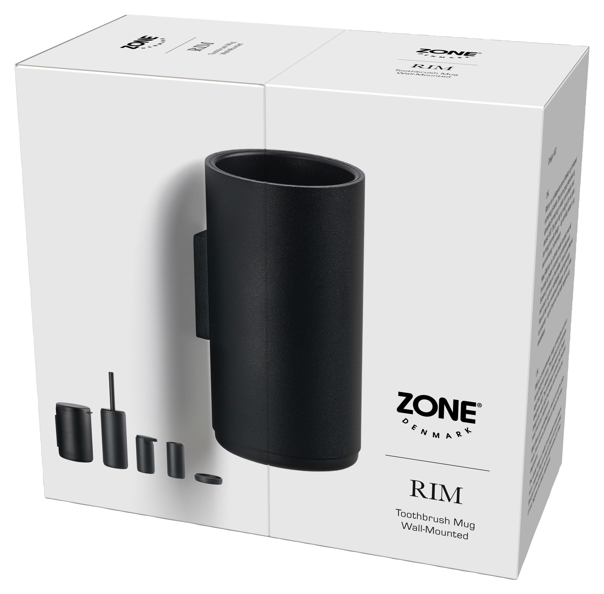 Zone Denmark Rim Zahnbürstenbecher Wand Schwarz 7 cm
