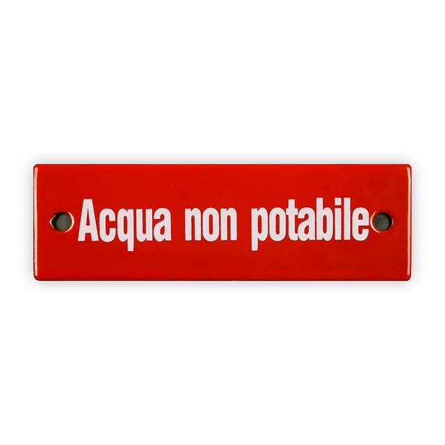 Münder Email Emailschild Acqua non potabile 12,5x4 cm