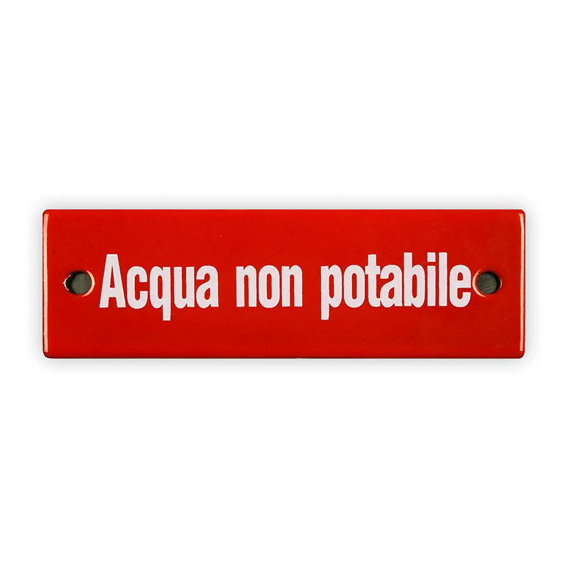 Münder Email Emailschild Acqua non potabile 12,5x4 cm