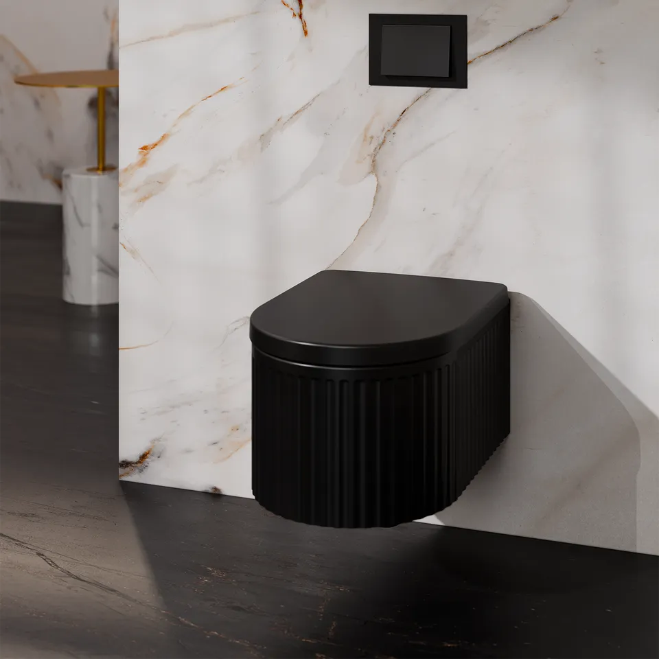 Treos Serie 810 Wand-Tiefspül-WC Set 49cm spülrandlos schwarz