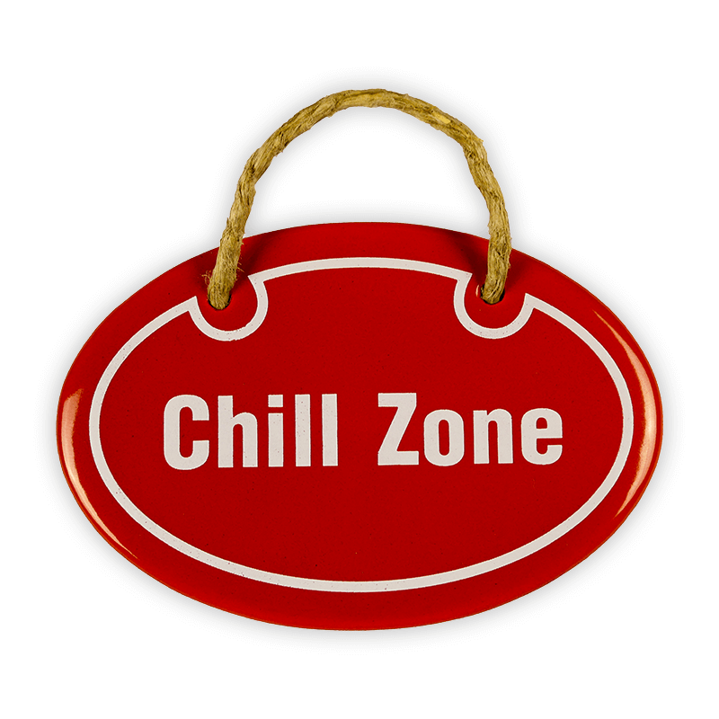 Münder Email Emailschild oval 10,5x7 cm Chill Zone rot/weiß